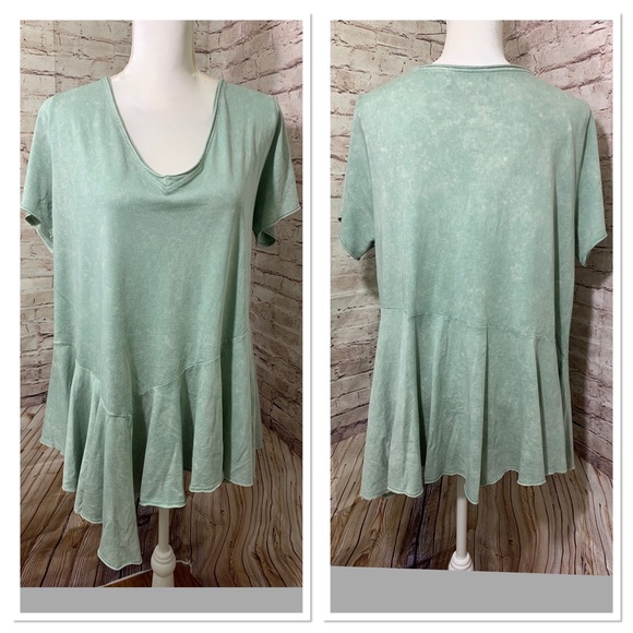 Anthropologie Tops - Anthro eri + ali Asymmetrical Peplum Mint Top SZ L